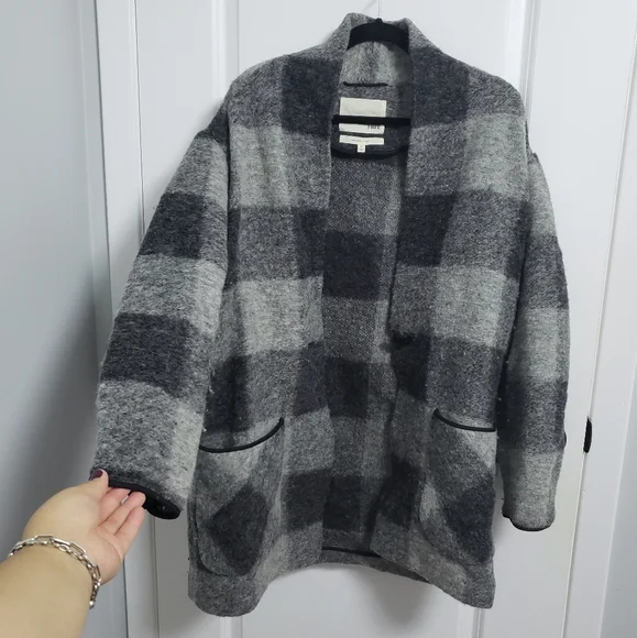 ARITZIA WILFRED FREE Grey Plaid Wool Neelam Jacket Coat - Picture 5 of 12